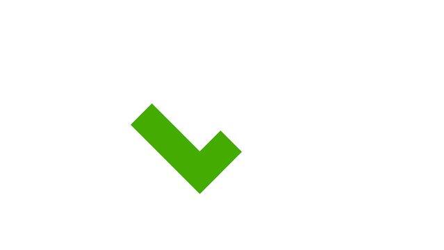 Green check mark symbol animation on white background, alpha channel included.