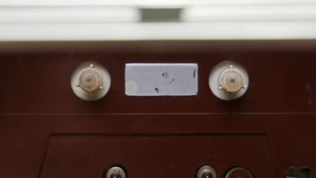 Audio cassette tape in old recorder