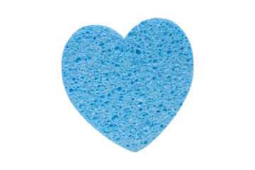 blue heart shaped facial cleansing puff isolated on png or transparent background