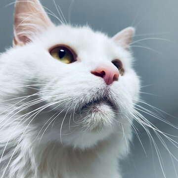 Portrait of a white cat
