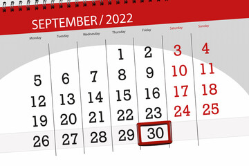 Calendar planner for the month september - obrazy, fototapety, plakaty