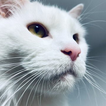 Close-up of a white cat