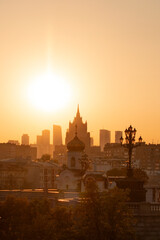 Architecture of Moscow at sunset, beautiful cityscape
