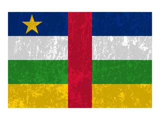 Central African Republic grunge flag, official colors and proportion. Vector illustration.