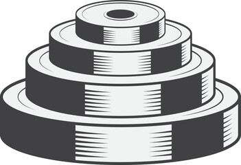 Disks from the bar for training. Black and white icon. Vector illustration eps 10.