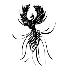 silhouette fire bird phoenix isolated, vector