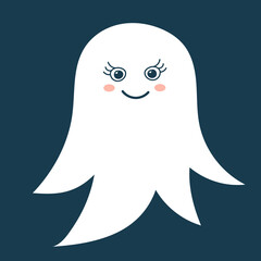 cute ghost in doodle style, isolated vector