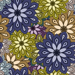 Fototapeta premium Abstract seamless pattern with mandala flower. Mosaic, tile. Floral background.