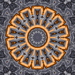 Seamless tracery tile mehndi design. Ethnic ornament, colorful doodle symmetry texture. Folk traditional spiritual tribal design