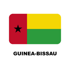 Oficial national flags of the world. Guinea-Bissau country.  Design rectangular. Vector Isolated on a blank background which can be edited and changed colors.