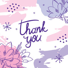 banner thank you abstract background with crocuses lilac