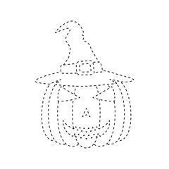 Halloween pumpkin tracing worksheet for kids