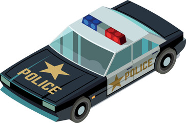 Patrol car front isometric icon. Police auto