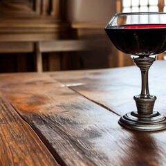 Goblet of Wine on a Table in a Medieval Castle
