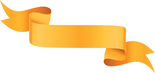 Yellow banner scroll. Glossy color ribbon mockup