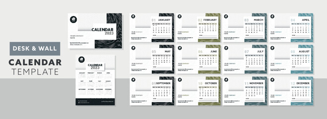 Fototapeta na wymiar New Year 2023, Calendar Templates for Business, Stationery, Print or Publishing Purposes with Space for Insert Images.