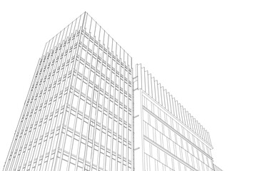 Fototapeta premium Modern architecture 3d illustration