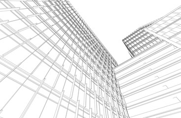 Fototapeta premium Modern architecture 3d illustration