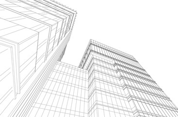 Fototapeta premium Modern architecture 3d illustration