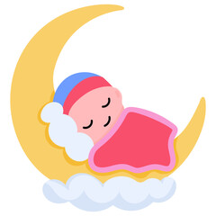 Download premium flat sticker of good night 