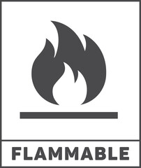 Flammable sticker. Black fire sign. Danger symbol