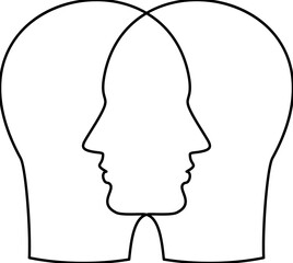 Human thinking. Human head with gears. Interaction between people. Communication and influence. Flat vector illustration