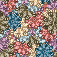 Abstract seamless pattern with mandala flower. Mosaic, tile. Floral background.