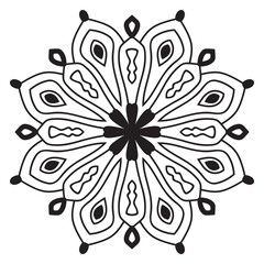 Cute Mandala. Ornamental round doodle flower isolated on white background. Geometric decorative ornament in ethnic oriental style.