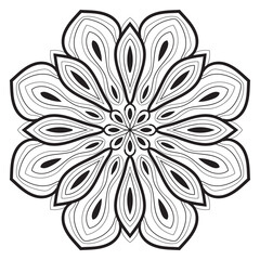 Cute Mandala. Ornamental round doodle flower isolated on white background. Geometric decorative ornament in ethnic oriental style.