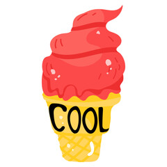 A flat sticker icon of ice cone 