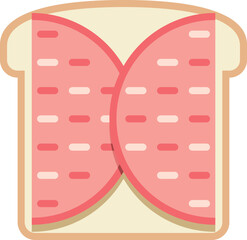 Bread slice with salami. Tasty sandwich icon