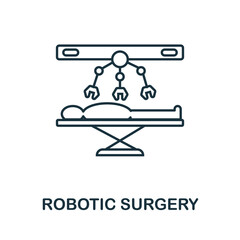 Naklejka premium Robotic Surgery icon. Simple element from technology collection. Line Robotic Surgery icon for templates, infographics and banners