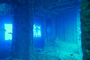 The Seatiger shipwreck when SCUBA diving off of Oahu. Wreck diving adventures with Oahu Diving,...