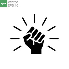 will icon. Hand closed power, clenched fist. fighting for rights, freedom. Raised fist symbol of victory, strength and solidarity Vector illustration design on white background. EPS 10 