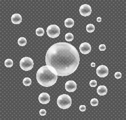 Realistic water bubble. White glow realistic foam