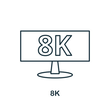 8K icon. Simple element from technology collection. Line 8K icon for templates, infographics and banners