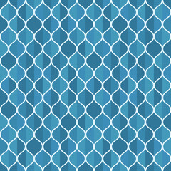 Damask diamond pattern in shades of blue. Art deco line art. 