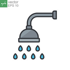 Shower icon. Showerheads simple with water drops, shower head, Bathroom, Bath time sign  for your web site and mobile apps. filled outline style. Vector illustration design on white background. EPS 10