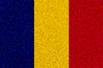 Flag of Chad on styrofoam texture. national flag painted on the surface of plastic foam