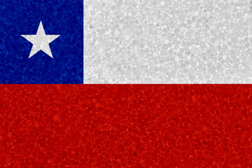 Flag of Chile on styrofoam texture. national flag painted on the surface of plastic foam