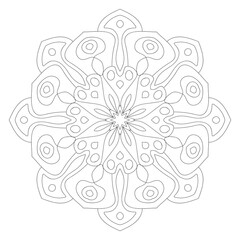 Cute Mandala. Ornamental round doodle flower isolated on white background. Geometric decorative ornament in ethnic oriental style.