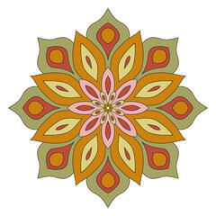 Cute Mandala. Ornamental round doodle flower isolated on white background. Geometric decorative ornament in ethnic oriental style.