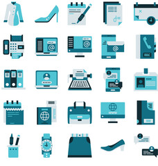 set of icons related to secretarial or assistant jobs