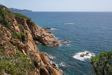 Fototapeta na wymiar Beautiful landscape along the Costa Brava coastline near Lloret de Mar, Spain