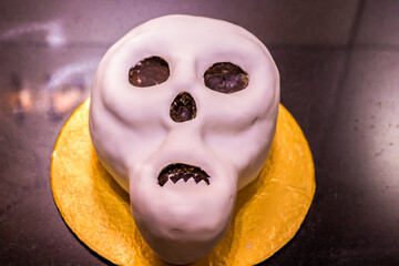 Halloween cake and dessert food photography art shot, Photo is selective focus with shallow depth of field, taken at Cairo Egypt.