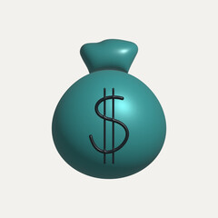 bag of money , business, finance, investment. 3d illustration render 
