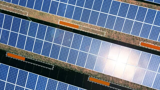 Reflecting Solar panels, charging indicators filling up with energy - 3D render
