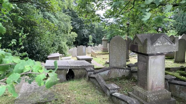 St Michael and All Angels Church Graveyard. The church is the last resting place of the Bronte family. Haworth England