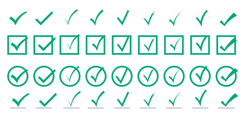 Green check mark icon. Check the mark vector icon. Vector symbols set ?heckmark Illustration.