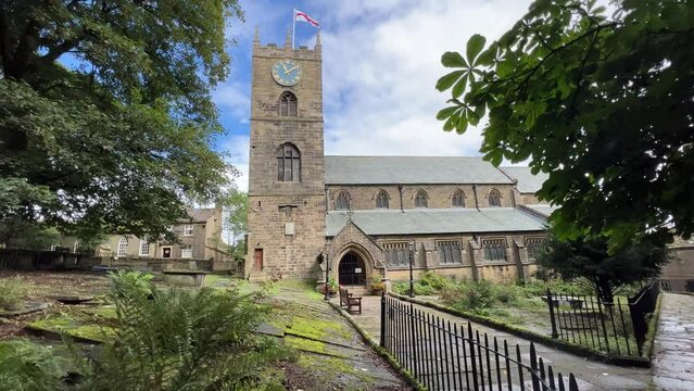 St Michael and All Angels Church Graveyard. The church is the last resting place of the Bronte family. Haworth England.